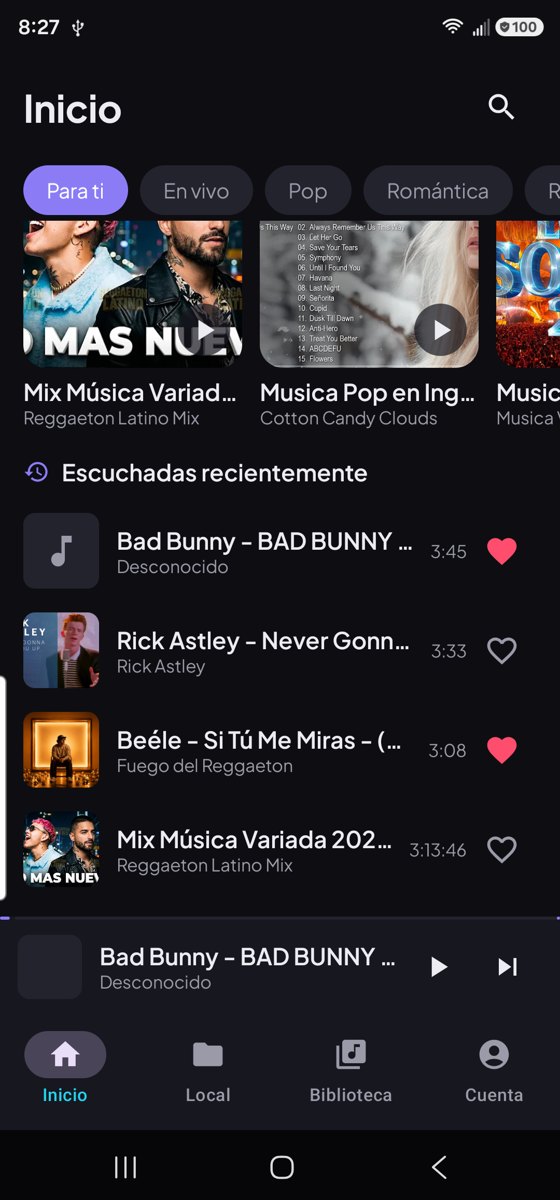 Pantalla de inicio de Aura